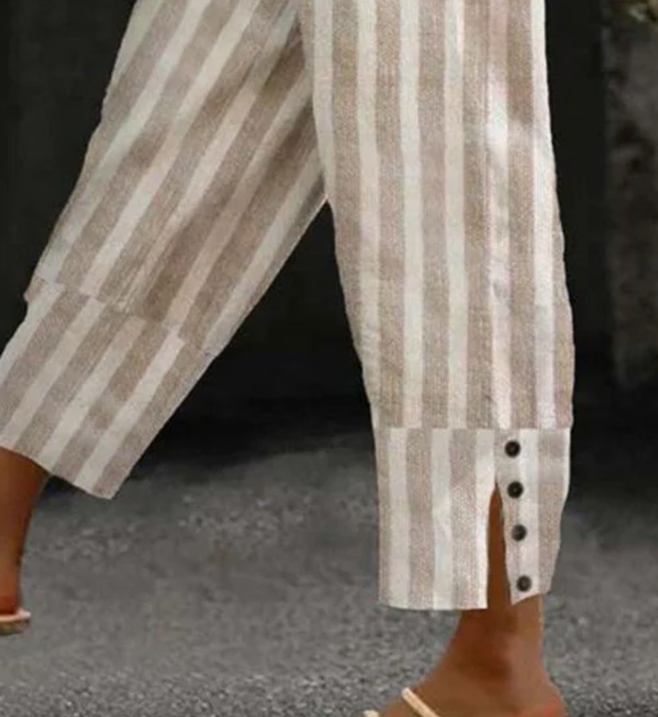 Casual Khaki Striped Pants