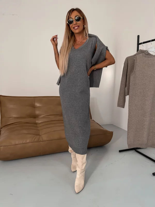 Nicole | Knitted Midi Dress with High Neck