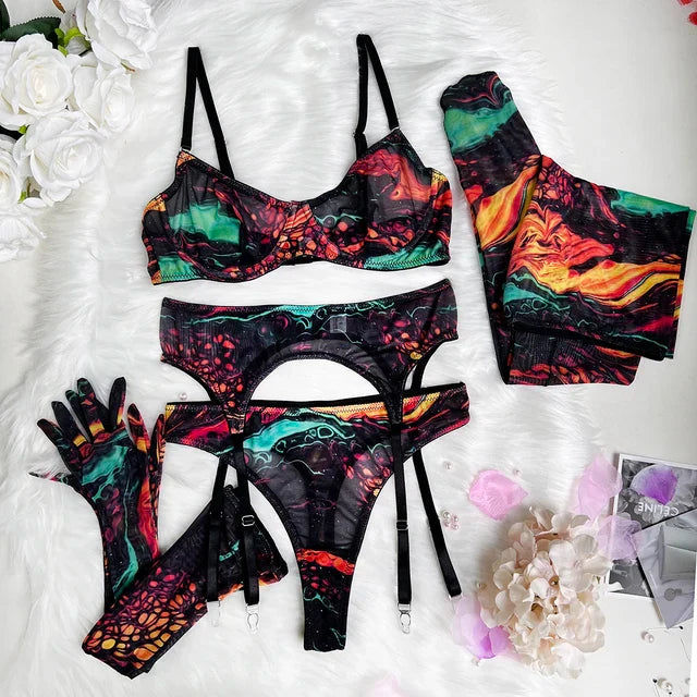 Poppy | 5-Piece Tie Dye Lingerie Set