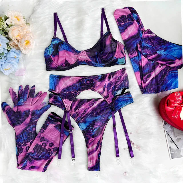 Poppy | 5-Piece Tie Dye Lingerie Set