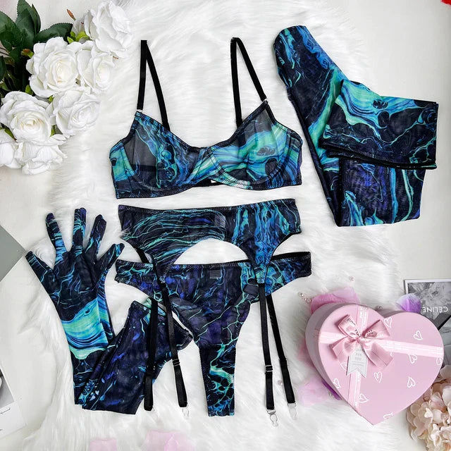 Poppy | 5-Piece Tie Dye Lingerie Set