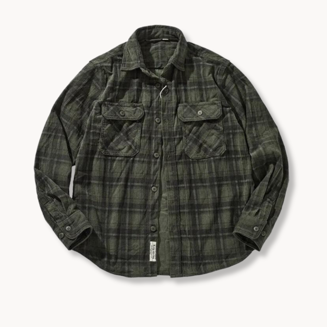 Retro Plaid Corduroy Flannel