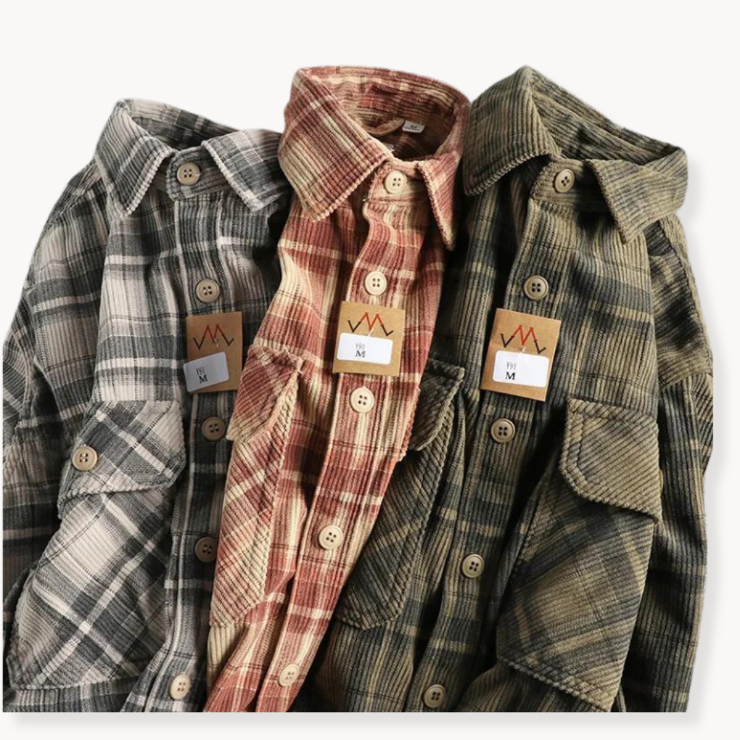 Retro Plaid Corduroy Flannel