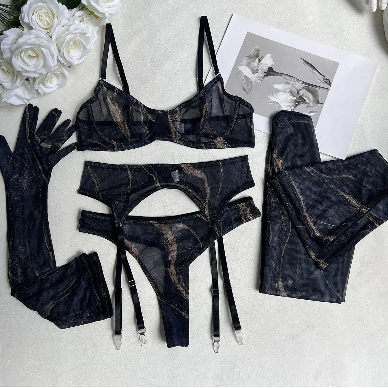 Poppy | 5-Piece Tie Dye Lingerie Set