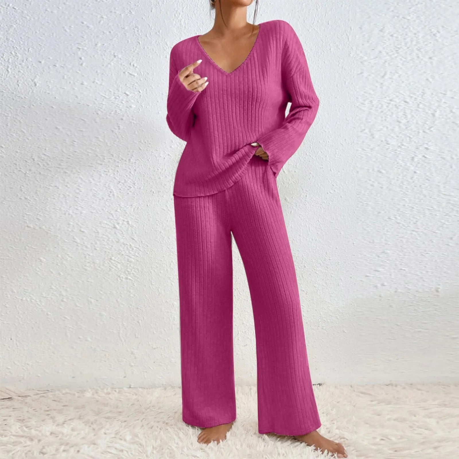 Kathy | 2-Piece Knitted Set with V-Neck