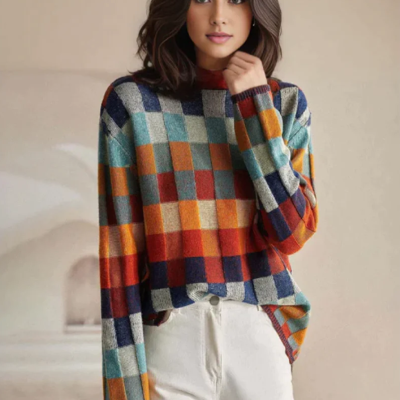 Mathilde | Patchwork Boucle Wool Sweater