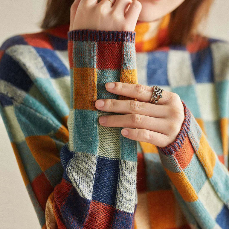 Mathilde | Patchwork Boucle Wool Sweater