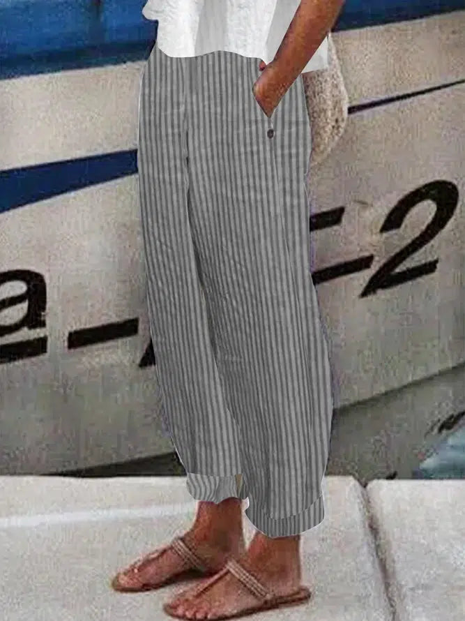 Comfy Grey Striped Pants